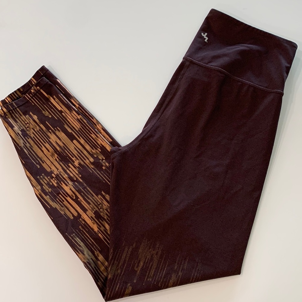 Joy Lab - brown/gold print, cropped legging, M